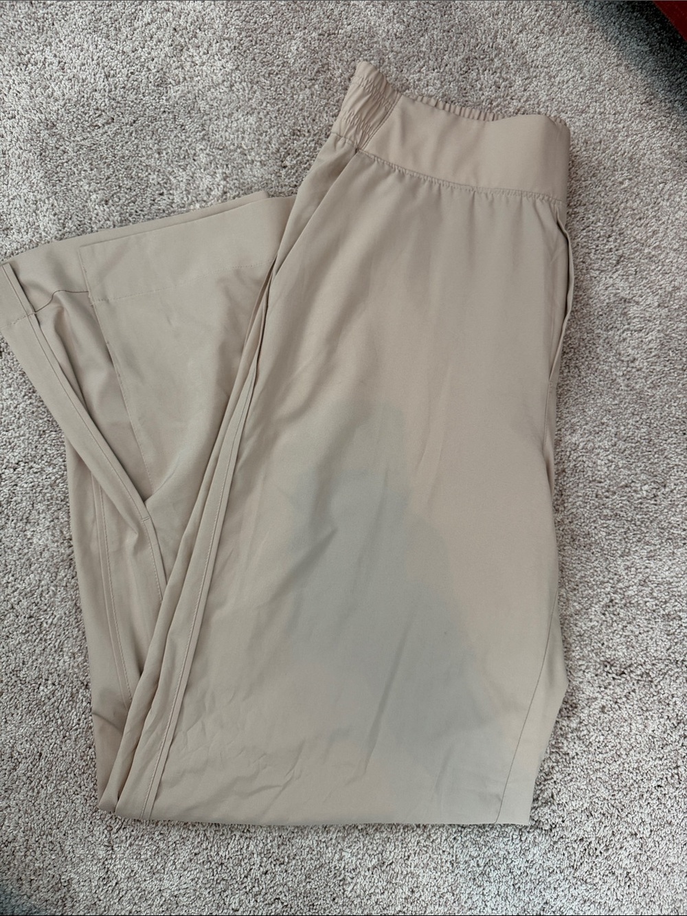 Old Navy Women's Elastic-Waist Straight Leg Trousers in Beige